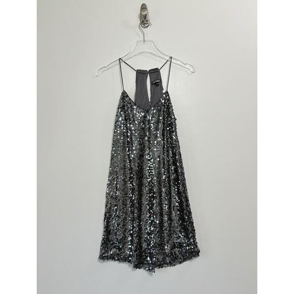 Express Sequined Mini Dress in Silver Small Small - Picture 2 of 5